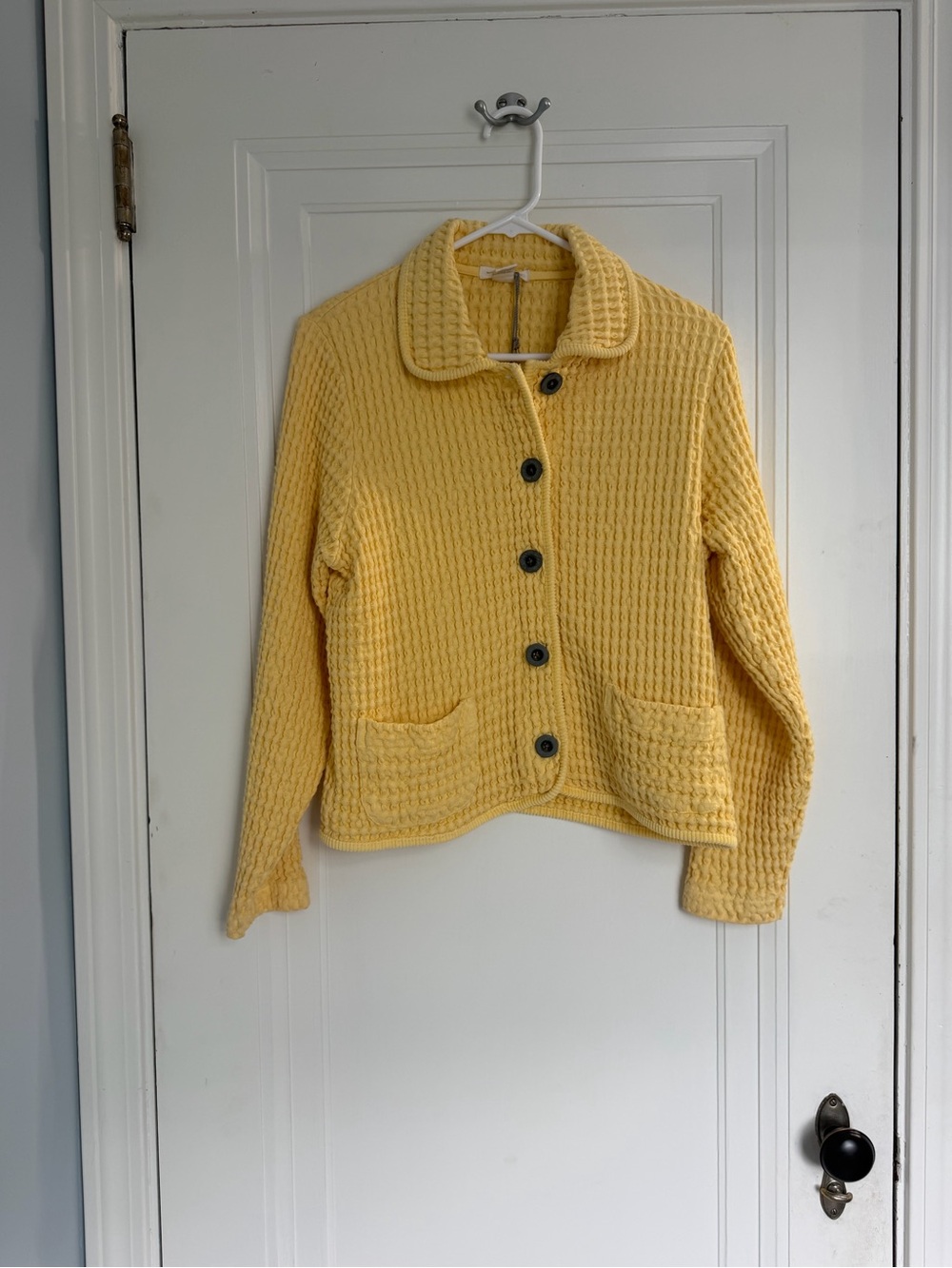 NWT Mod-O-Doc Butter Yellow Textured Cotton Cardigan Jacket M